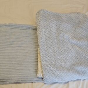 2 Soft Blue Baby Boy Blankets